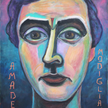 Painting titled "Amadeo Modigliani" by Larisa Belova, Original Artwork, Acrylic