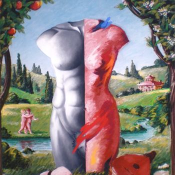 Peinture intitulée ""LES COMPLÉMENTS"" par Carlo Maiolini, Œuvre d'art originale