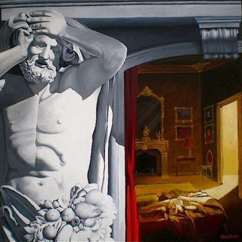 Schilderij getiteld ""LES AMANTS"" door Carlo Maiolini, Origineel Kunstwerk