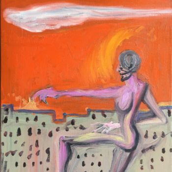 Malerei mit dem Titel "guerrier de l'ombre" von Lorca Maubourguet, Original-Kunstwerk, Öl