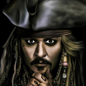 Arts numériques intitulée "Capt. Jack Sparrow" par Lord Amihere, Œuvre d'art originale, Peinture numérique