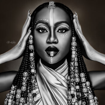 Digital Arts titled "Afrique II (B&W)" by Lord Amihere, Original Artwork, Digital Painting