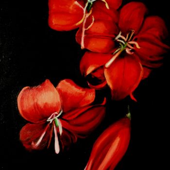 Malarstwo zatytułowany „Fire flowers” autorstwa Loredana Lola, Oryginalna praca, Olej