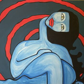 Painting titled "serenity blu" by Loredana Lolo Gianolio, Original Artwork, Acrylic Mounted on Wood Stretcher frame