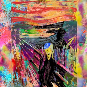 Digitale Kunst mit dem Titel "Scream - Le cri de…" von Loredana Romano, Original-Kunstwerk, Digitale Malerei Auf Keilrahmen…