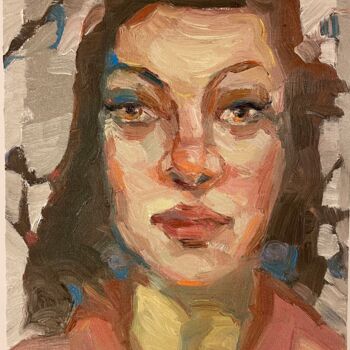 Peinture intitulée "Girl with brown hair" par Lorena Iavorschi, Œuvre d'art originale, Huile