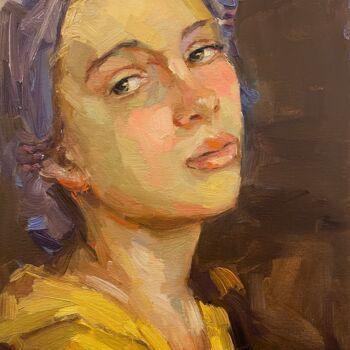 Картина под названием "Yellow and blue" - Lorena Iavorschi, Подлинное произведение искусства, Масло