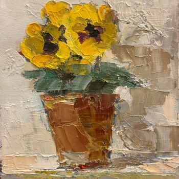 Pittura intitolato "Yellow pansies" da Lorena Iavorschi, Opera d'arte originale, Olio