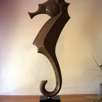 Sculpture titled "Hippocampus con pea…" by Jaime Lorenz Baeta, Original Artwork