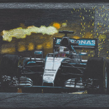 Drawing titled "Lewis Hamilton Merc…" by Lorenzo Benetton, Original Artwork, Pencil