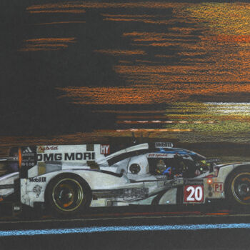 Disegno intitolato "Racing into the nig…" da Lorenzo Benetton, Opera d'arte originale, Matite colorate