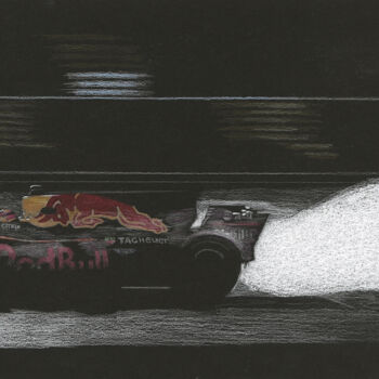 「wet Red Bull F1」というタイトルの描画 Lorenzo Benettonによって, オリジナルのアートワーク, 鉛筆