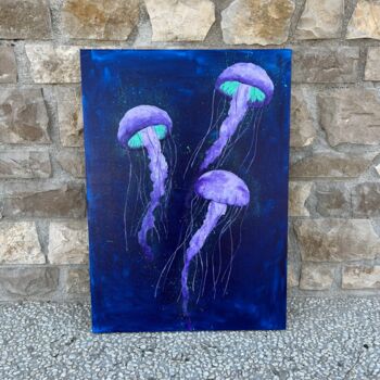 Painting titled "purple jelly" by Lorenzo Bulin, Original Artwork, Acrylic Mounted on Wood Stretcher frame