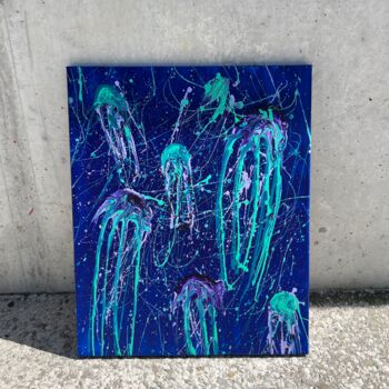 Painting titled "Night jelly" by Lorenzo Bulin, Original Artwork, Acrylic Mounted on Wood Stretcher frame