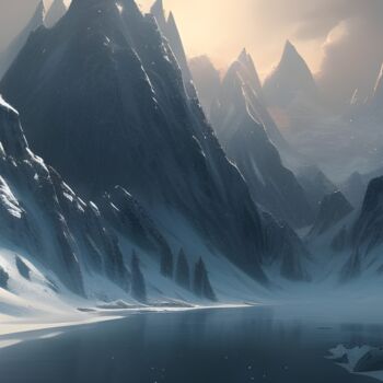 Arts numériques intitulée "montagne innevate" par Lorenzo Corti, Œuvre d'art originale, Image générée par l'IA