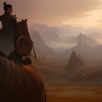 Arte digitale intitolato "soldato sul cavallo" da Lorenzo Corti, Opera d'arte originale, Immagine generata dall'IA
