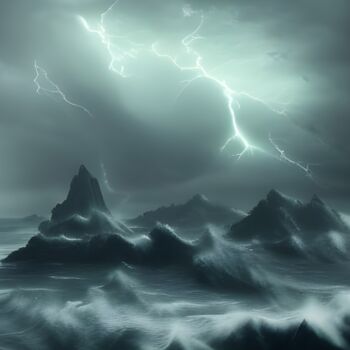 Artes digitais intitulada "oceano nella tempes…" por Lorenzo Corti, Obras de arte originais, Imagem gerada por IA