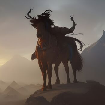 Artes digitais intitulada "cavallo della Mongo…" por Lorenzo Corti, Obras de arte originais, Imagem gerada por IA