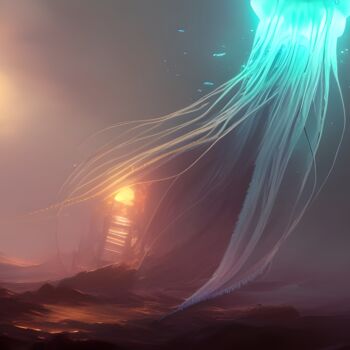 Arte digitale intitolato "medusa luminosa" da Lorenzo Corti, Opera d'arte originale, Immagine generata dall'IA