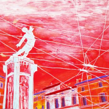 Картина под названием "Corridoni visto da…" - Lorenzo Dalcò, Подлинное произведение искусства, Эмаль Установлен на Деревянна…