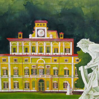 Painting titled "Palazzo Ducale dei…" by Lorenzo Dalcò, Original Artwork, Enamel Mounted on Wood Stretcher frame