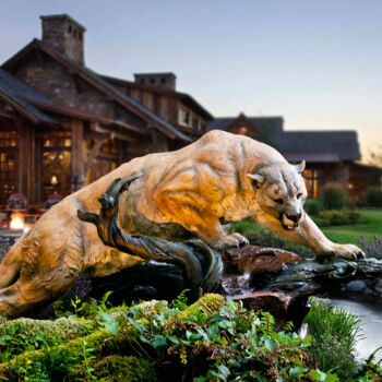 Sculpture intitulée "Heroic Mountain Lion" par Lorenzo Ghiglieri, Œuvre d'art originale, Bronze