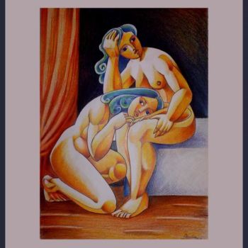 Malerei mit dem Titel "Las dos amigas ." von Giner, Original-Kunstwerk, Öl