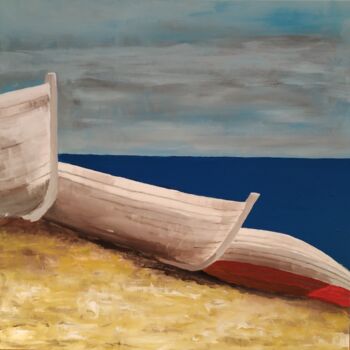 Malarstwo zatytułowany „barche” autorstwa Lorenzo Cataneo, Oryginalna praca, Akryl Zamontowany na Drewniana rama noszy