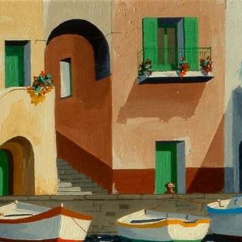 Malerei mit dem Titel "il porticciolo" von Lorenzo Cataneo, Original-Kunstwerk, Acryl