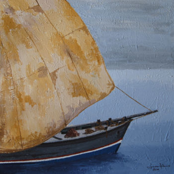 Painting titled "e-la-barca-torno-so…" by Lorenzo Cataneo, Original Artwork, Acrylic