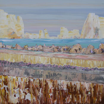 Malarstwo zatytułowany „Beyond the Ice Wall” autorstwa Loretta Kaltenhauser, Oryginalna praca, Akryl Zamontowany na Drewnian…