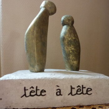 Sculpture titled "Tête à tête 2" by Lorette Perret, Original Artwork, Terra cotta