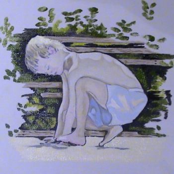 Peinture intitulée "Boy kneeling 1" par Sharon Legendre, Œuvre d'art originale