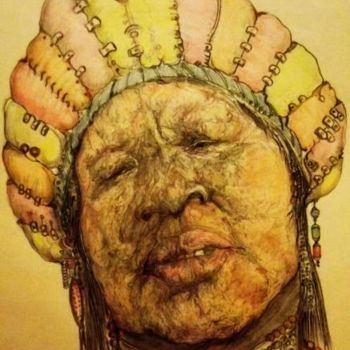 Disegno intitolato "African Queen (colo…" da Florian T, Opera d'arte originale, Altro