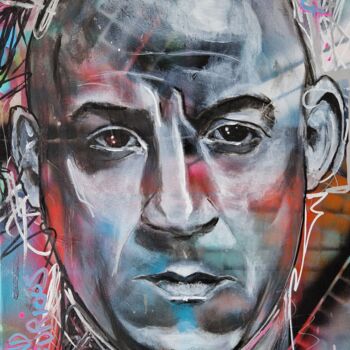 Painting titled "VIN DIESEL" by Lorie Renaud, Original Artwork, Acrylic Mounted on Wood Stretcher frame