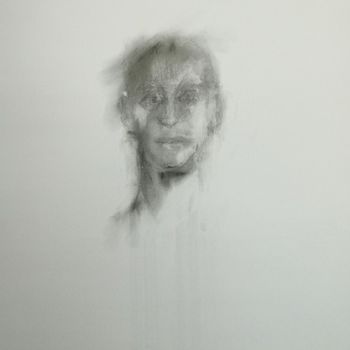 Drawing titled "l'homme de face" by Martine Swynghedauw, Original Artwork, Graphite