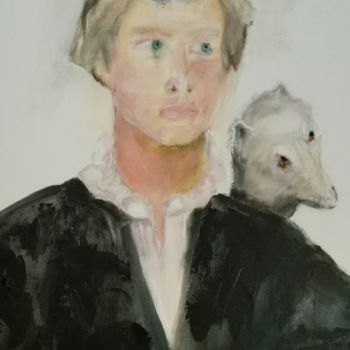 Ζωγραφική με τίτλο "L’homme à l’hermine" από Martine Swynghedauw, Αυθεντικά έργα τέχνης, Ακρυλικό