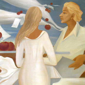 Peinture intitulée "Улетающие яблоки и…" par Larisa Ilchenko, Œuvre d'art originale