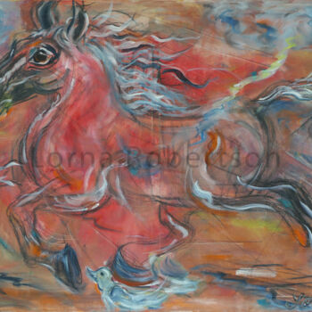 Painting titled "Hansu Horse" by Lorna Dooling Robertson, Original Artwork, Oil