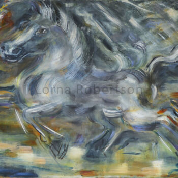 Painting titled "Hansu Horse II" by Lorna Dooling Robertson, Original Artwork, Oil