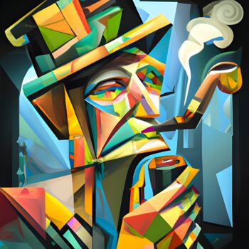 Arte digitale intitolato "Man with Pipe" da Lorraine Lyn, Opera d'arte originale, Immagine generata dall'IA