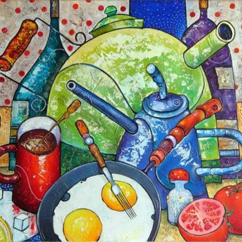 Картина под названием "Завтрак оптимиста" - Grigory Losev, Подлинное произведение искусства