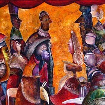 Pintura intitulada "Театр истуканов" por Grigory Losev, Obras de arte originais