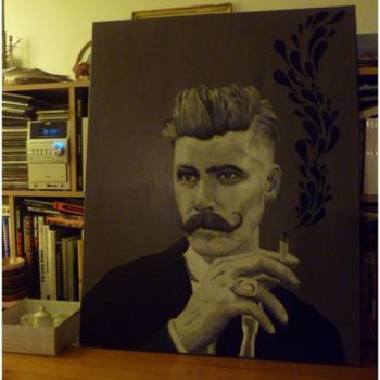 Pintura titulada "l'homme à la mousta…" por Lost Beauty, Obra de arte original