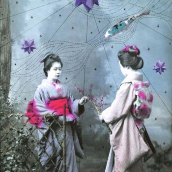 Collages titled "Geisha & carpe" by Lost Beauty, Original Artwork