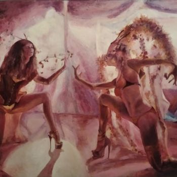 Peinture intitulée "Танцовщицы" par Olga Roshchupkina (Loterman), Œuvre d'art originale, Huile