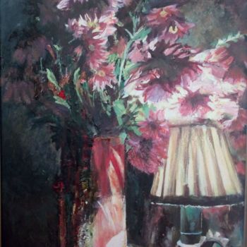 Schilderij getiteld "Натюрморт со светил…" door Olga Roshchupkina (Loterman), Origineel Kunstwerk, Olie