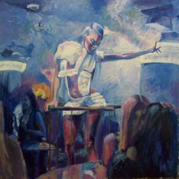 Pintura intitulada "Одна в танце" por Olga Roshchupkina (Loterman), Obras de arte originais, Óleo