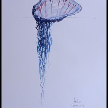 Painting titled "bleu-fonce.jpg" by Lothar Schillak, Original Artwork, Watercolor