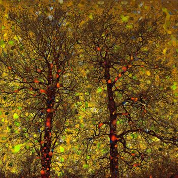 Digital Arts titled "Trees in Yellow" by Lothar Boris Piltz, Original Artwork, Digital Painting